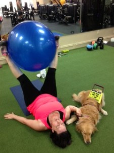 Sophie and I working out at the gym