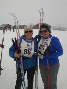 Lynn and I after completing the 5k Rally-note the beautiful medals!