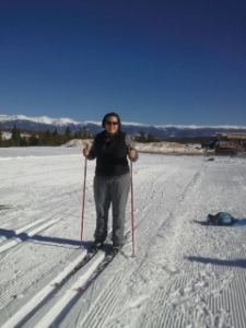 My first day on skis-note the tracks in the snow